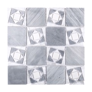 Carrara Gray Marble Mosaic TV Background Wall Tiles Natural Stone Mosaic Living Room Wall Tiles