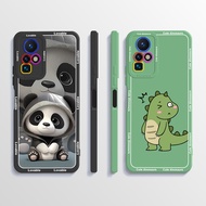 Cute Panda Dinosaur Casing Infinix Zero X Neo New 2023 Design Square Soft Silicone Phone Case Camera Protective Cover