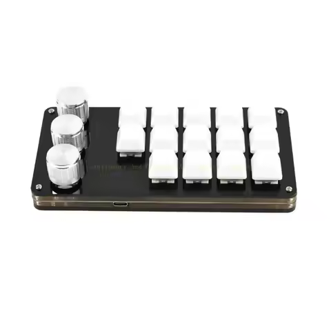 14Keys Keyboard Macropad with 3 Knob Programming Keypad for Gaming Video Editing