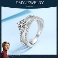 DMY Jewelry Silver 925 Original/Cincin Budak Perempuan/Real Moissanite 1CT Diamond With Certificate/Engagement Ring For Women/Cincin Perak Perempuan Original