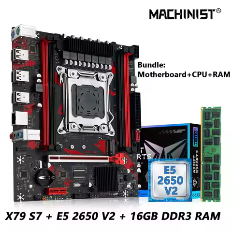 MACHINIST X79 Motherboard combo Intel Xeon E5 2650 V2 LGA 2011 CPU Processor + DDR3 1*16GB RAM Suppo