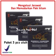 Paket 3pcs ORIGINAL Ulive Sabun Bamboo MSI Charcoal - Sabun Arang BPOM - Basmi Flek Hitam & Jerawat 