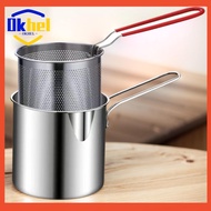 [Okhello.my] Deep Frying Pot with Strainer Stainless Steel Kitchen Fryer Portable Cooking Pot