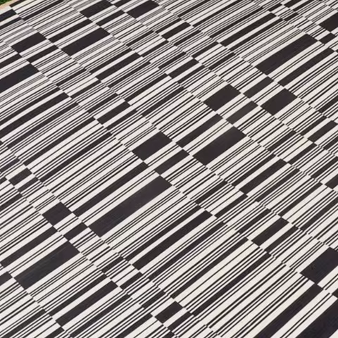 Size：2.5x0.58meter Thick:0.5mm Stylish Black White Striped Creative Wood Veneer Home Furniture Handm