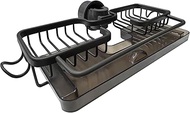 Kitchen Sink Faucet Organizer with Drain Tray & Towel Rack, Rustproof Sponge Holder for Kitchen Sink