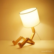 Low Price Humanoid Robot Japanese Style Unique Table Lamp Creative Lamp Solid Wood Wooden Simple Nor