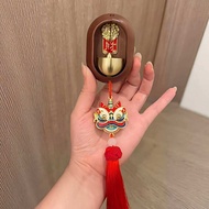 Chinese Style 2027 Reminder Lion Magnetic Entry Doorbell Chinese Style Lucky Solid Wood Bell New Yea