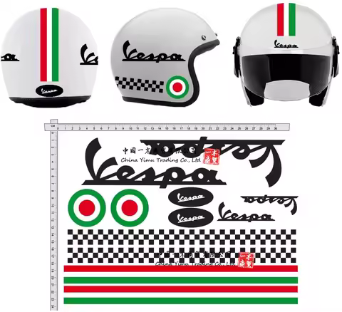 Helmet stickers Suitable for GamesMonkey Helmet Casco Kit Vespa Rosso ROT Italia helma Viny Polished