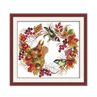 ✜▨☌ Joy wreath Cross Stitch cartoon animal bird autumn fruit DMC colour 11ct 14ct 18ct Set DIY Cotton Kit Embroidery Needlework