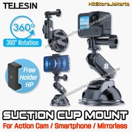 TELESIN 360 Suction Cup Mount for GoPro Insta360 Akaso Osmo Action Camera Suction Cup Handphone