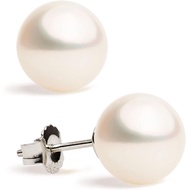 Women Pearl Earrings Freshwater Cultured Round White Pearls by Secret & You | Available in 6 sizes, 