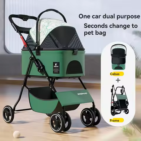 Medium pet stroller for cats and dogs, lightweight and foldable, outdoor travel, detachable pet stro