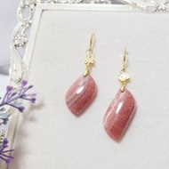 冰種 菱錳礦 紅紋石 愛情 吉祥如意 不對稱設計 大寶石耳環 禮物