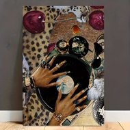 1pc Frameless Canvas Wall Art Poster - Vintage Turntable, Rings, Fashion Glasses - Retro 80s Disco D
