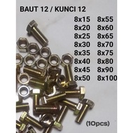M8 BOLT NUT 12 BOLT KEY 12 (10pcs) bolt and nut