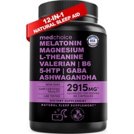 12-in-1 Melatonin Sleep Capsules - Natural Sleep Aids for Adults with Melatonin 5mg and Magnesium Gl