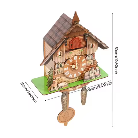 Wall Mounted Cuckoo Clock, Modern House Shape Cuckoo Clock, Chime Time Function, Cuckoo Clock with P