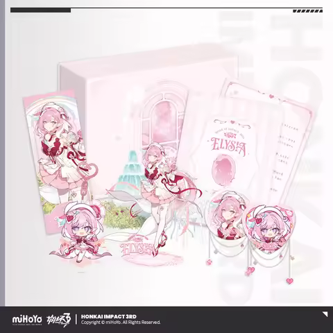 Official Elysia Theme gift box Badge laser ticket Acrylic Standing sign Keychain ornament Honkai Imp