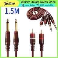 1.5M Kabel Dual Jack Akai 6.5 To 2 RCA Kabel Jack 2 RCA To 2 Akai Mono
