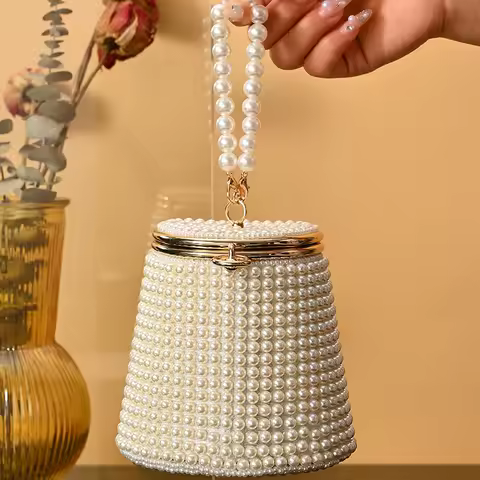 Elegant pearl evening bag, evening dress bag, party bag, ball bag, mini hand-grabbed bag, chain bag