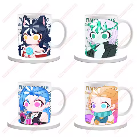 League of Legends LOL Animation Game Peripheral Toys Ari Yone Kyan Jinx Ceramic Water Cup Mug Collec