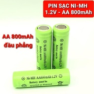 - RECHARGEABLE Ni-MH AA BATTERY 800mAh - 1.2V size 14x50mm flat head