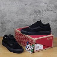 SEPATU SEKOLAH HITAM POLOS SD SMP SMA/SMK SEPATU VANS10 OLD SKOOL HITAM POLOS FULL BLACK PRIA WANITA