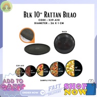 10 BLK 10" RATTAN BILAO / PLASTIC BLACK BILAO/ FOOD TRAY / FOOD PLASTIC BILAO / PLASTIC BLACK TRAY