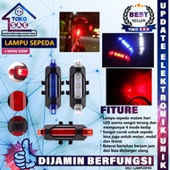 Lampu Belakang Sepeda Motor LED Srobo Rechargeable 4 Mode Tahan Air Waterproof Safety Lamp USB Charg