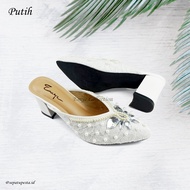 EMYE I Sepatu Heels Pesta Pengantin Brukat Payet Wanita 7cm I Heels Wedding Shoes