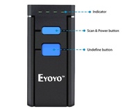 Eyoyo USB เครื่องสแกนบาร์โค้ด QR ไร้สาย 2D Barcode Scanner อุตสาหกรรมมือถือแบบมีสายผ่านบลูทูธ IP65ป้