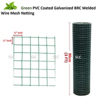 Green PVC Coated Galvanized BRC Welded Wire Mesh Netting 1/2" x 1/2" x 3ft x 1FT