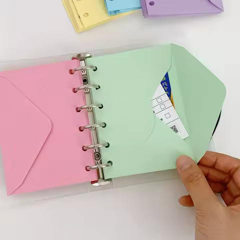 5pcs A7 binder pocket - no zipper, 6-pole budget envelope and A7 wallet with money and material orga