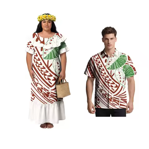 Party Beach Casual Life Cozy Clothes Polynesian Fashion Men Shirts Aloha Dress for Women Samoan Trib