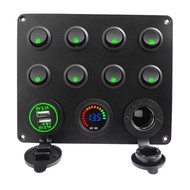 แผงสวิทช์สลับโยกปุ่ม8 Gang 12V ควบคุมด้วย Usb สำหรับรถยนต์รถบรรทุกทางทะเลรถเรือ RV รถ ATV UTV รถคารา