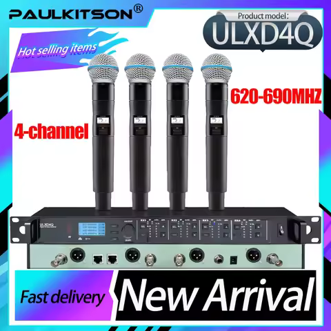 Paulkitson True Diversity 4-channel ULXD4Q BETA58A Collar Earphones Professional Wireless Microphone