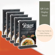 2025 Acrylic Menu Stand Restaurant Promotion Poster Display T-shape Table Menu Holder A6 A5 A4 QR Co