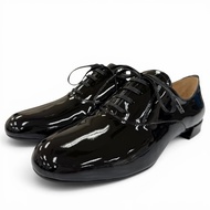 Excellent condition☆PRADA patent leather lace-up low heel leather shoes loafers pumps black size 37 