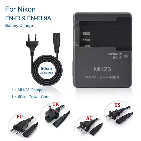 MH-23 MH23 Charger for Nikon EN-EL9 EN-EL9A L Battery D8000;D5000;D3000;D60;D40;D40X Camera MH23 ENE