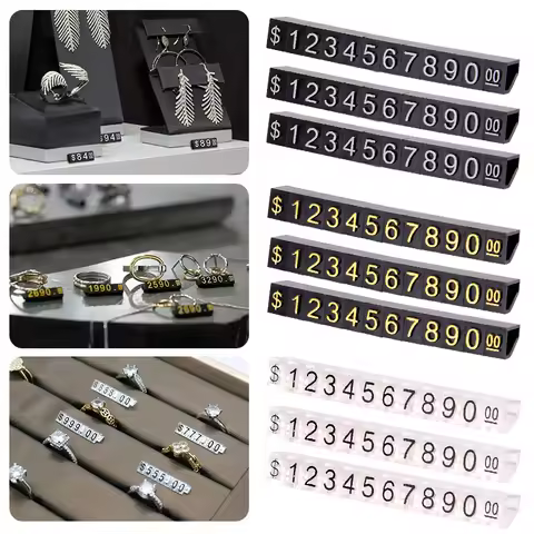 10 Sets Price Display Blocks with Numerical Letters Adjustable ABS Tags for USD Racks Removable Mini