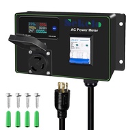 30A AC Power Meter, 125V Digital Multimeter Tester, NEMA L6-30P to NEMA L5-30R Outlet Monitor with 2
