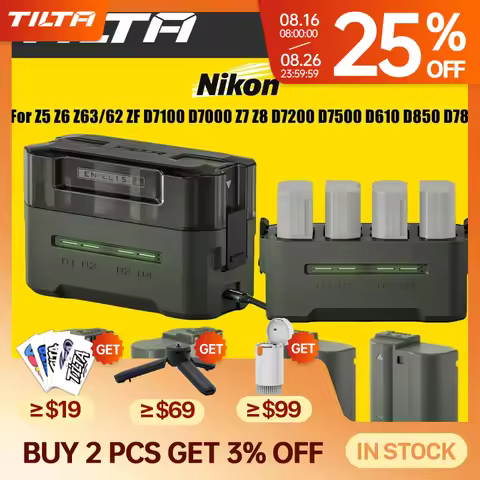 TILTA EN-EL15C Battery 2400mAh Portable Charging Station (4 Channel) for Nikon ZR Z8 Z7 Z6 Z63/62 Z5