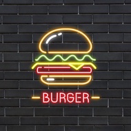 Plug & Play Neon Sign burger stall restaurant signage LED neon sign lighted burger logo