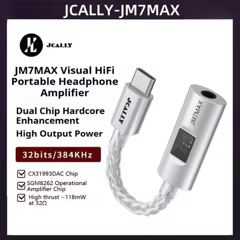 JCALLY JM7MAX Hifi DAC Type-C to 3.5mm Digital Audio Decoding Portable Headphone Amplifier KZ Castor