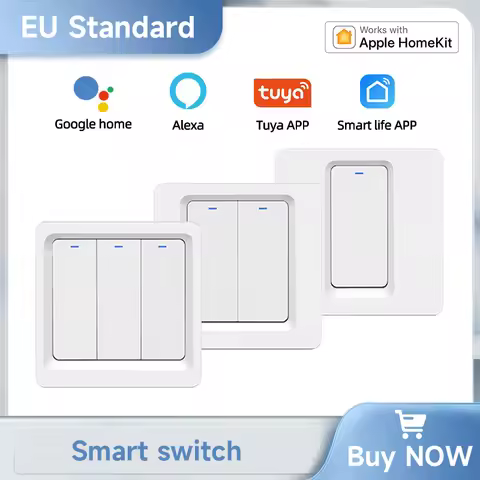 Smart Home Apple Homekit Smart WiFi Push Button Wall Switches 1/2/3Gang LED Room Lights for iphones