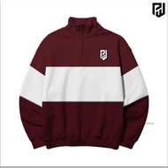 PLATINUM WORLD Sweatshirt Crewneck HALF ZIPP Rugby Plain Couple Men - Women RGB S7