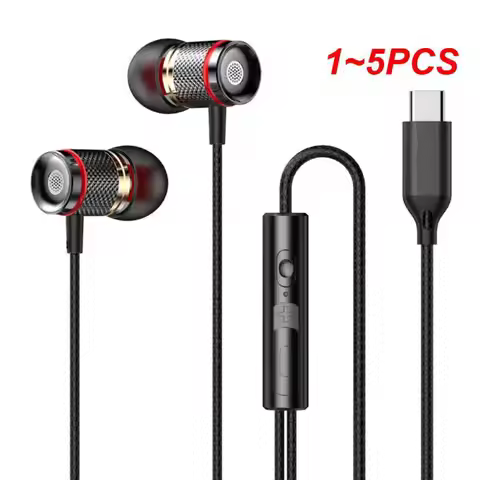1~5PCS Wired Headphones DAC Type-C 3.5mm Headset 9D Bass Stereo Earbuds In-Ear Handsfree Earphones F