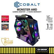 COBALT MONSTER AMD - Ryzen 5 8400F/7 8700F - Dual RX7600/RX7800XT - 16GB/32GB RAM - 1TB/2TB SSD (3Yr