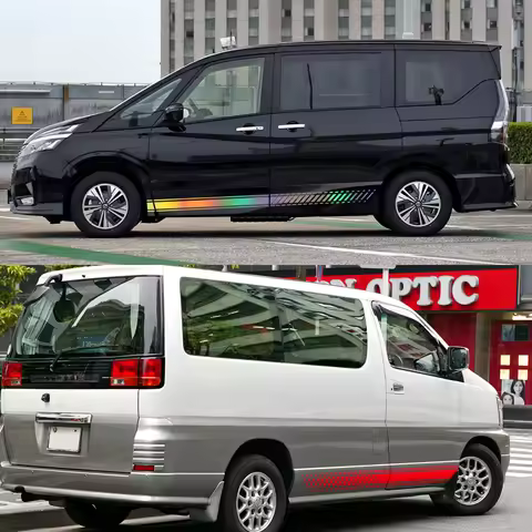 2PCS Car Door Stickers For Nissan Elgrand E50 E51 E52 2.5 3.5 parts Camper Van Stripes Graphics Tuni