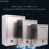 SHOUHMY Mailbox, with Locks Waterproof Letter Box, Creative Stainless Steel 3 Sizes Ballot Box Outdo